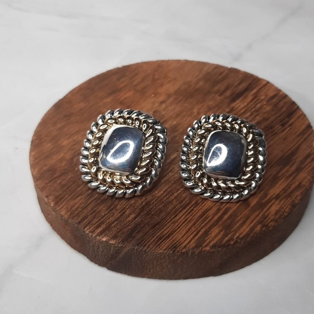 Two tone Button Earrings